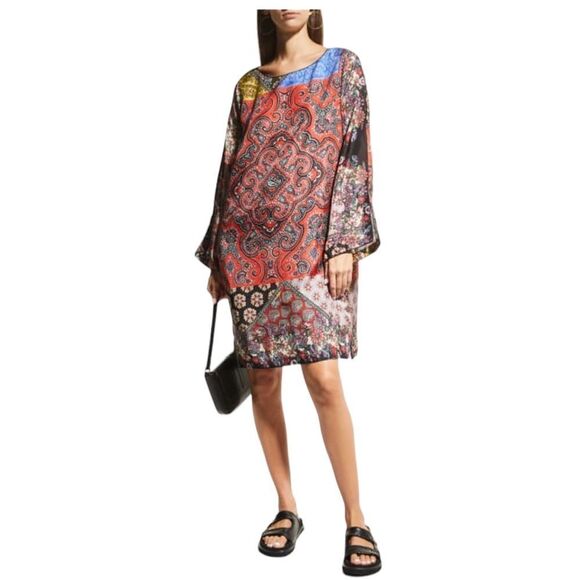 Johnny Was Moa Kabelo Silk Tunic Dress Women’s Mixed Print Size Small - Picture 2 of 10